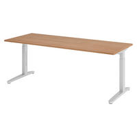 SCHREIBTISCH Serie-XB 80/200/74 cm in Nussbaumfarben/Silberfarben - Silberfarben/Nussbaumfarben, Holzwerkstoff (80/200/74cm) - bümö