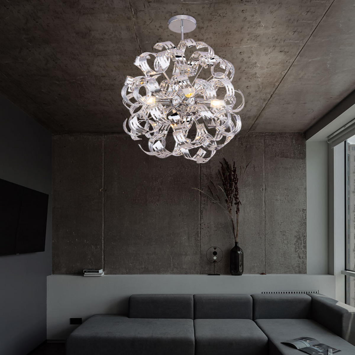 DECKENLEUCHTE FALLA Metall Silber - Silberfarben, Metall (50/50/56cm)