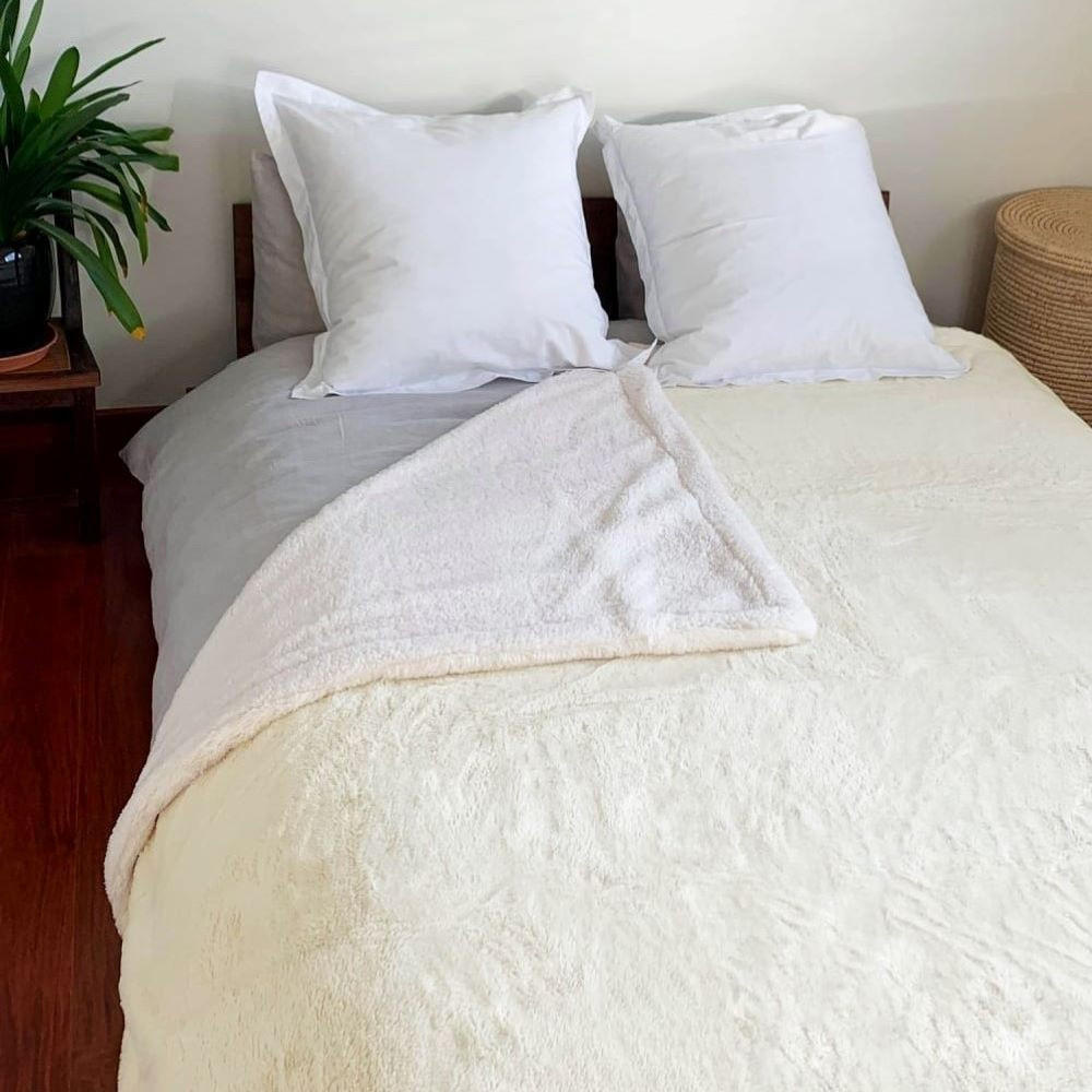 PLAID Fleecedecke XL Nachahmung "Kaninchen" 220 x 240 Off White - Weiß, Textil (220/240cm) - LE COMPTOIR DE LA PLAGE
