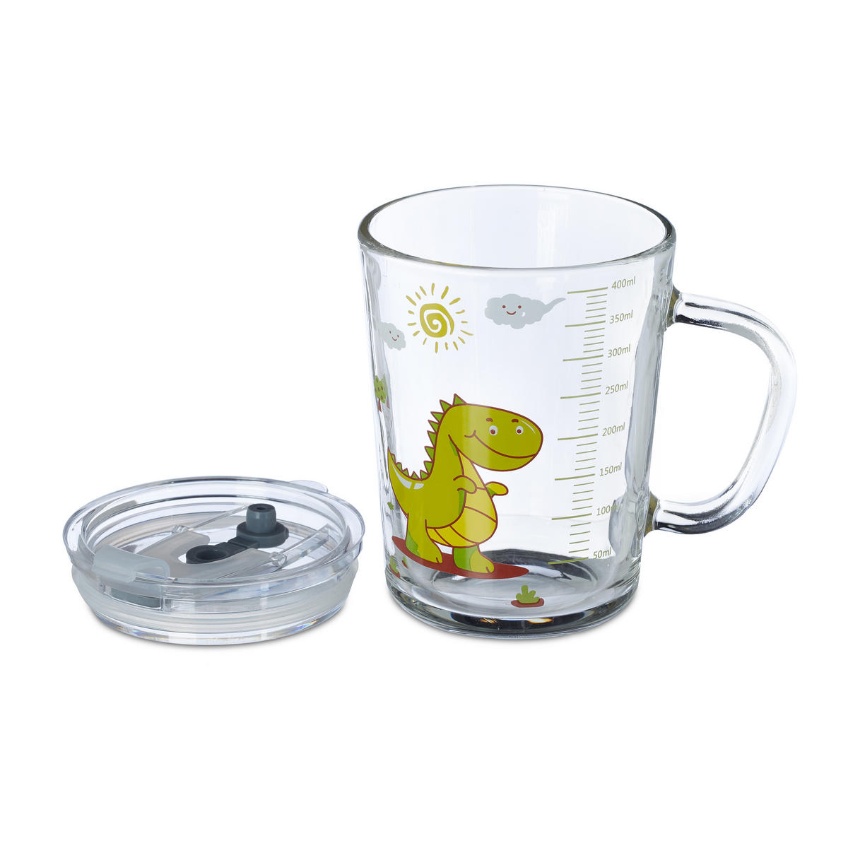 2XKINDERTRINKGLAS - Transparent, Glas/Kunststoff (0.4L) - Relaxdays