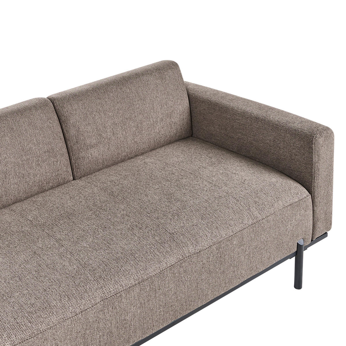 ČALOUNĚNÉ LEHÁTKO CHAISE LONGUE Umělý len Světle hnědé Savasse - černá/hnědá, textil (170/78/85cm) - Beliani