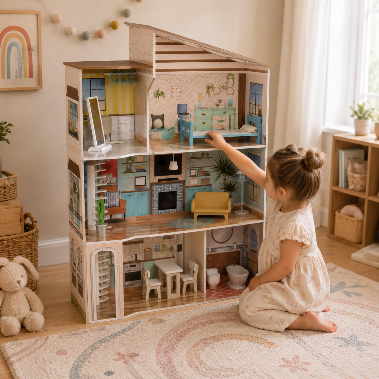PUPPENHAUS, Mehrfarbig, 118cm - Multicolor, Holz (82/118/28cm) - Teamson Kids
