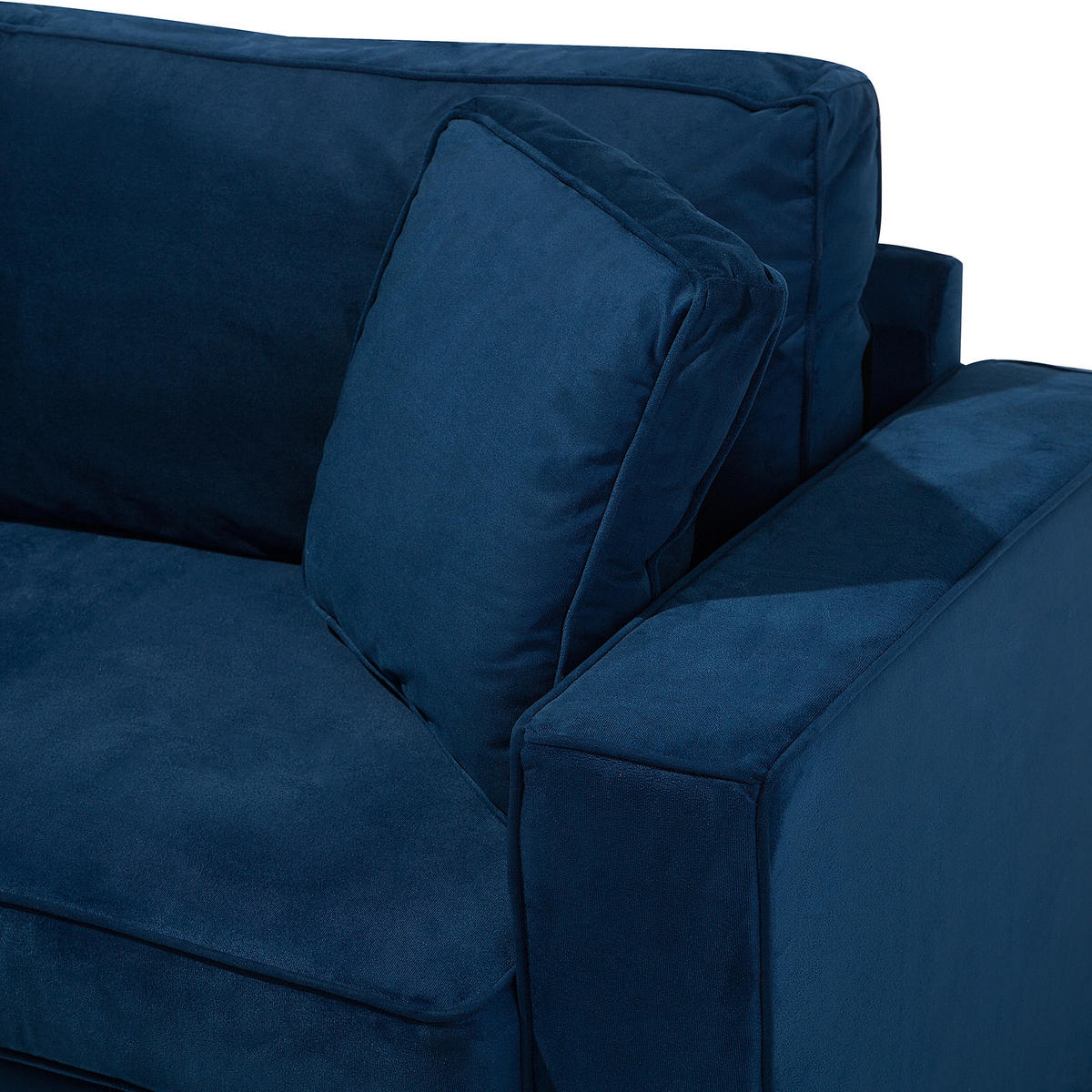 3-SITZER-SOFA Samtstoff Marineblau Falun - Hellblau, Textil (204/82/78cm) - Beliani