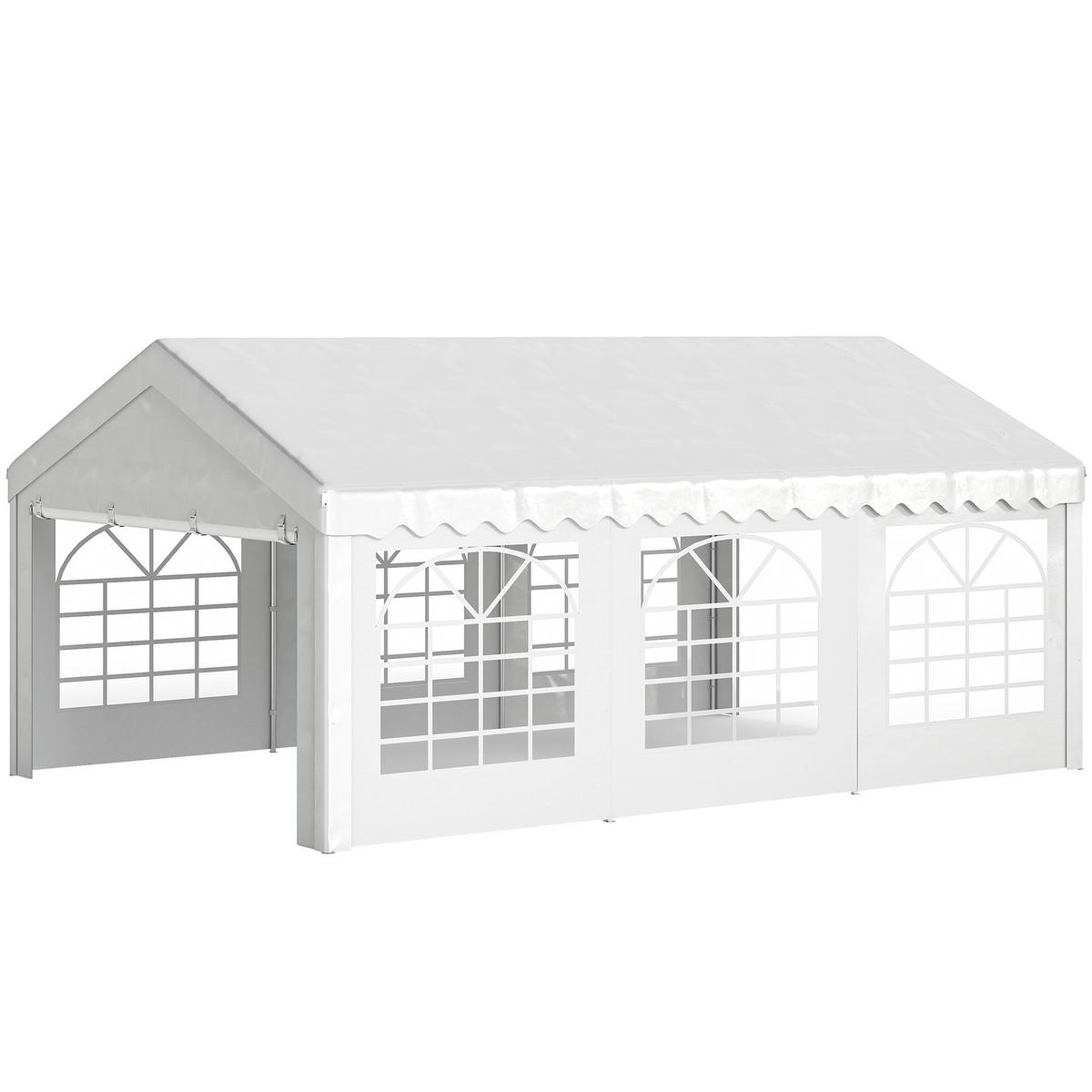 PAVILLON DE-12575 6x4 m mit 8 Fenstern Weiß - Weiß, Kunststoff (400/280/600cm) - ComfortXL