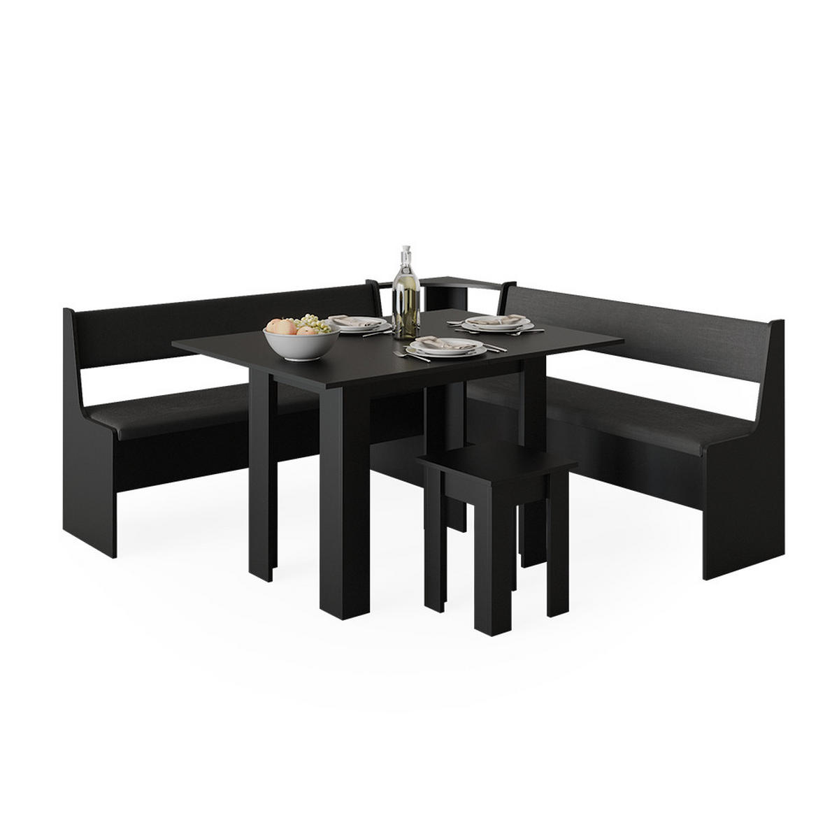 ESSZIMMER-BANK Roman Schwarz 136.6 x 41.5 cm - Schwarz, Holzwerkstoff (41.5/80/136.6cm) - Vicco