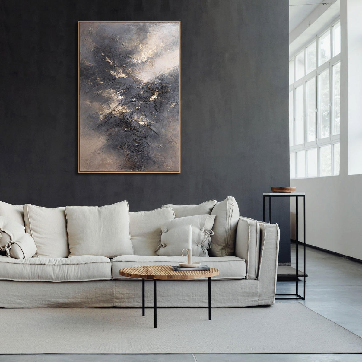 GEMÄLDE Himmelsglühen Schattenfugenrahmen Grau 120x80 cm - Grau, Holz (120/80cm) - YS-art gallery