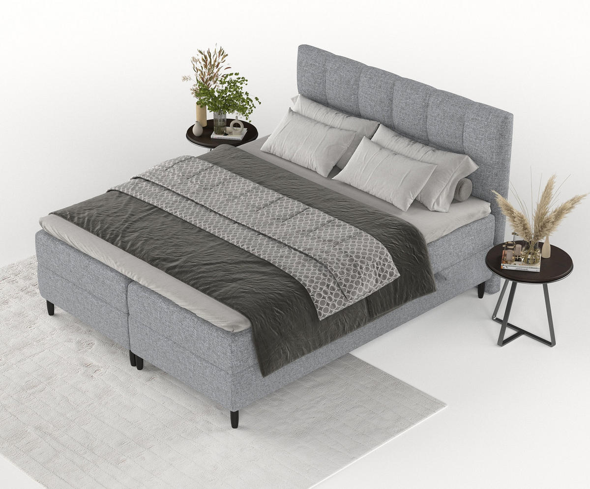 BOXBETT Arlette Grau 200/200 cm - Schwarz/Grau, Holz/Holzwerkstoff (200/200cm) - Maison de Reve