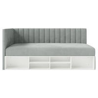 JUGENDBETT Ventrio Grau Easy-Clean-Samtbezug 90x200 cm - Grau, Holz/Textil (90/200cm) - Selsey