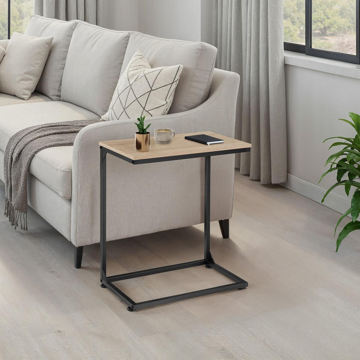 BEISTELLTISCH Cardiff,55,5 x 35 x 67 cm,Industrial Holz hell, Eiche Sonoma - Naturfarben, Holz (35/55.5/67cm) - tectake