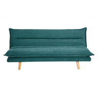 SCHLAFSOFA für 3 Personen in texturiertem Céladon Samt-Effekt Stoff und hellem Holz BINGO - Blau, Textil (91.5/85.5/188cm) - Miliboo