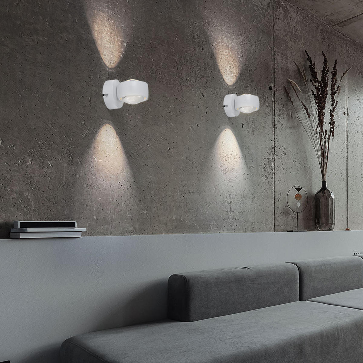 LED WANDLEUCHTE Metall Weiß - Weiß, Glas (7.5/10/10cm) - Globo Lighting