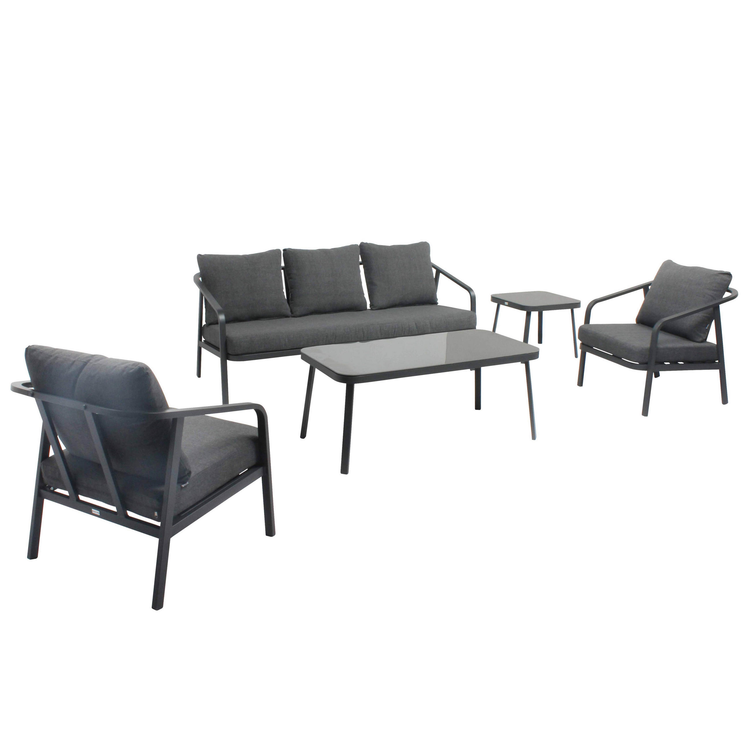 GARTENSET 5-tlg., Grau - Grau, Metall - Oviala