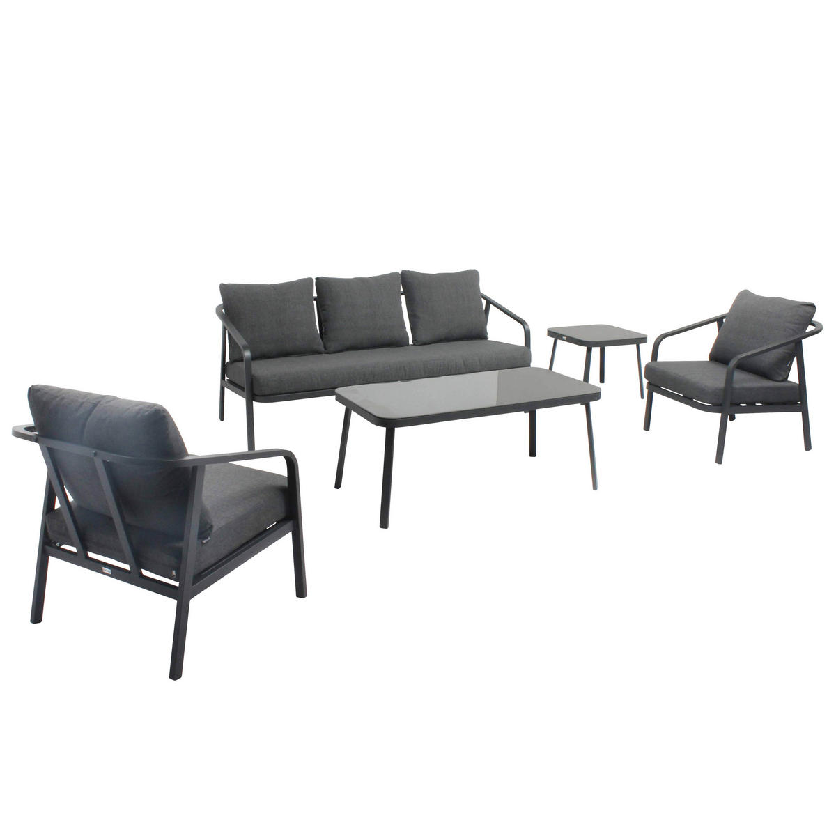 GARTENSET 5-tlg., Grau - Grau, Metall - Oviala