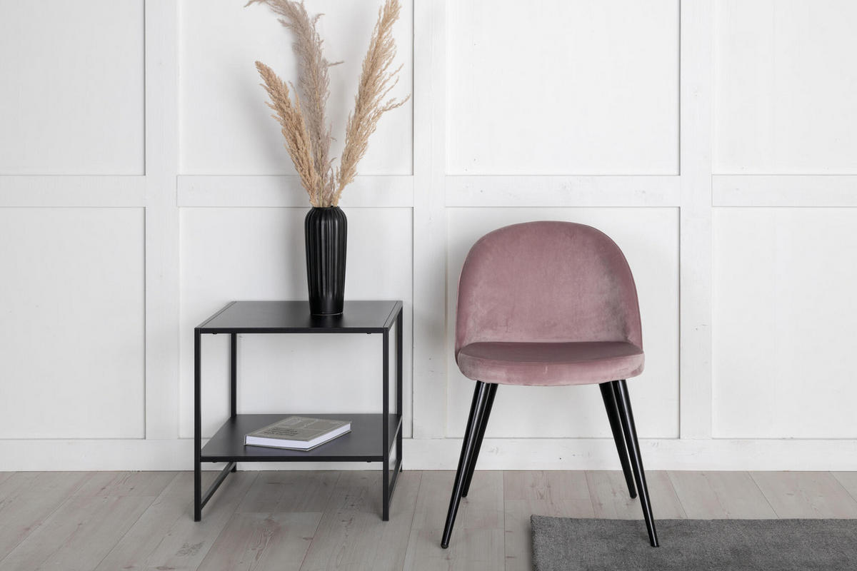 STUHL 2er-Set velours pink, schwarz - Pink, Holzwerkstoff (50/77/57cm) - ebuy24