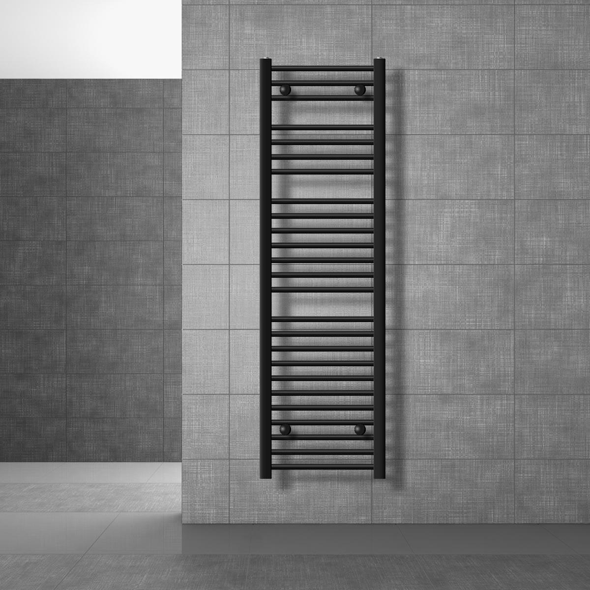 BADHEIZKÖRPER elektrisch Sahara 400x1500 mm Schwarz gerade mit Heizstab 1200W Digital - Schwarz, Metall (40/150/3cm) - LuxeBath