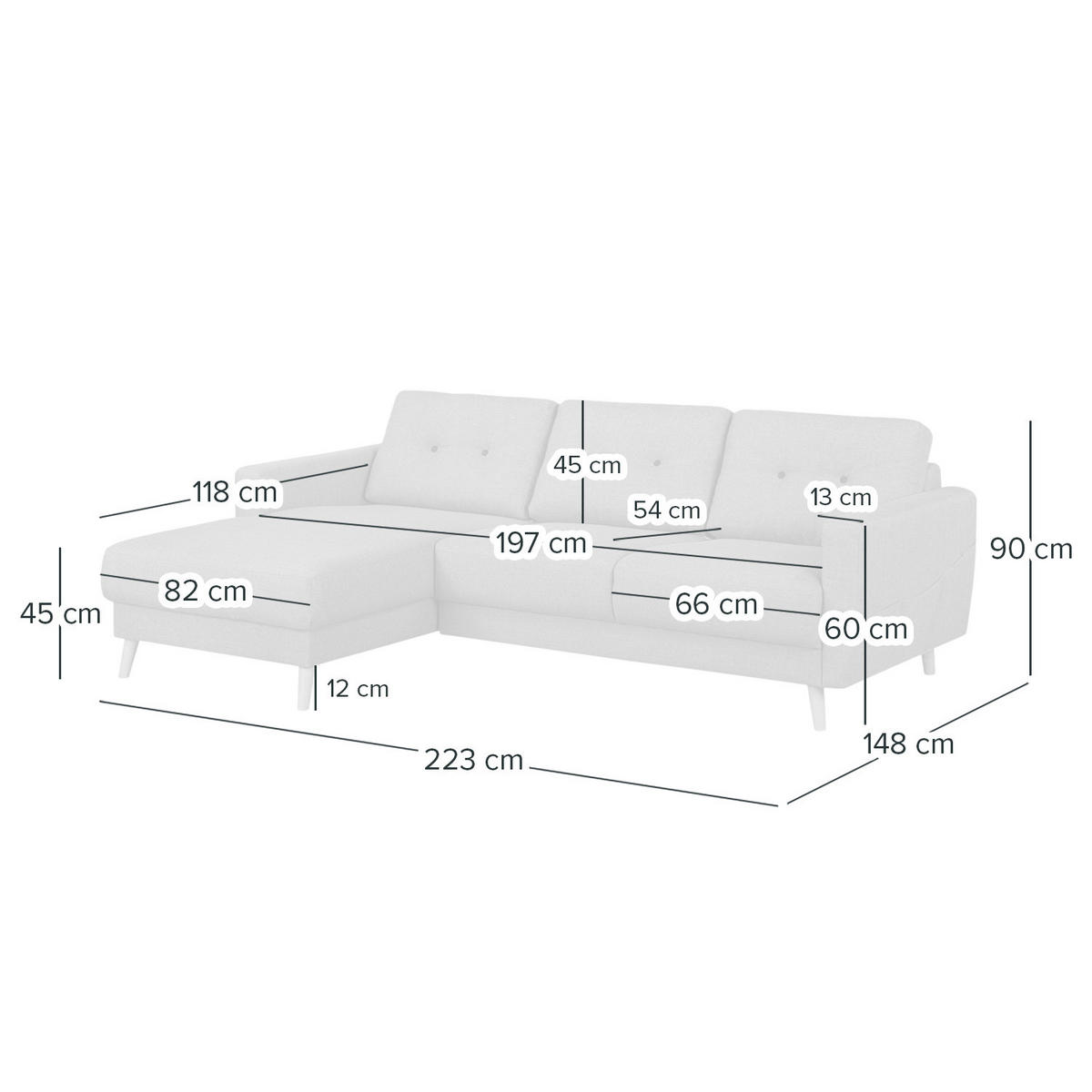 ECKSOFA mit Longchair - Hellbraun, Holz/Textil (233/148cm) - home24