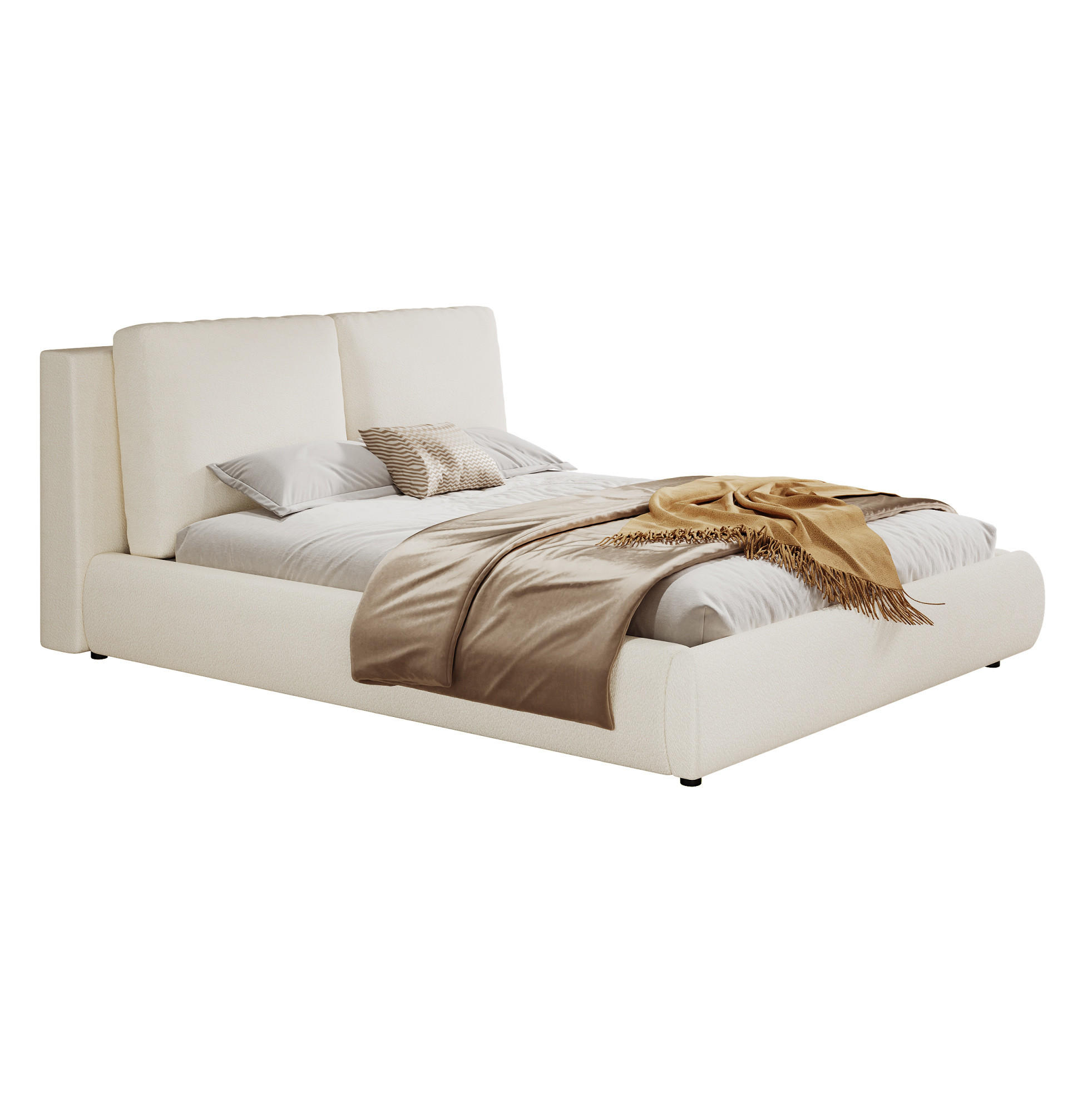 POLSTERBETT 180/200 cm mit Lattenrost, hydraulischem Stauraum und Bouclé-Bezug, Beige - Beige, Textil (180/200cm) - Redom