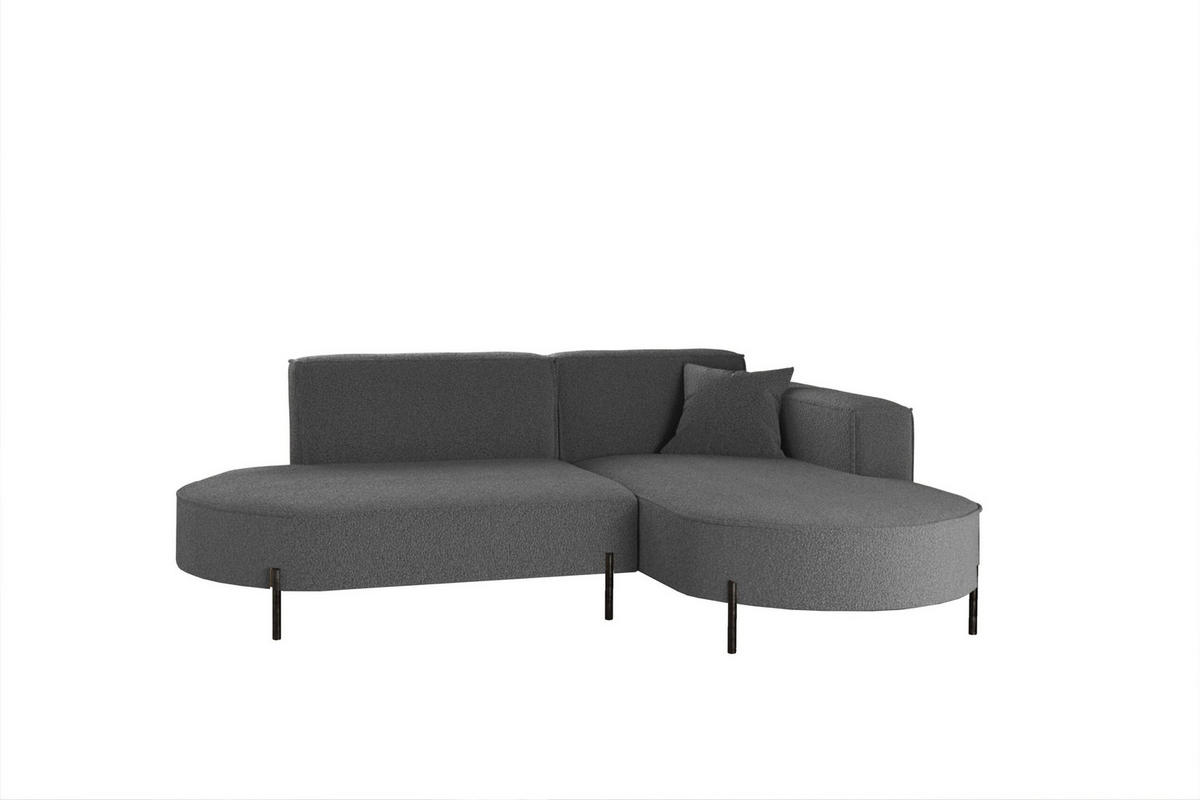 ECKSOFA L-Form Designer Modena Rein Stoff Quelle Graphit Rechts - Graphitfarben, Holz/Textil (236/165cm) - Kaiser Möbel