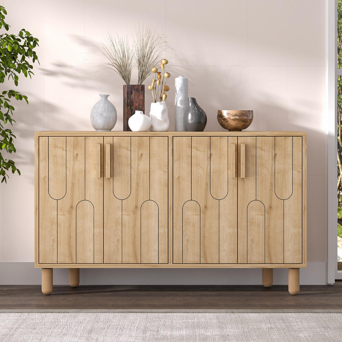 SIDEBOARD Vinci aus Holz Länge 120 cm - Braun, Holzwerkstoff (120/29/73cm) - Concept Usine