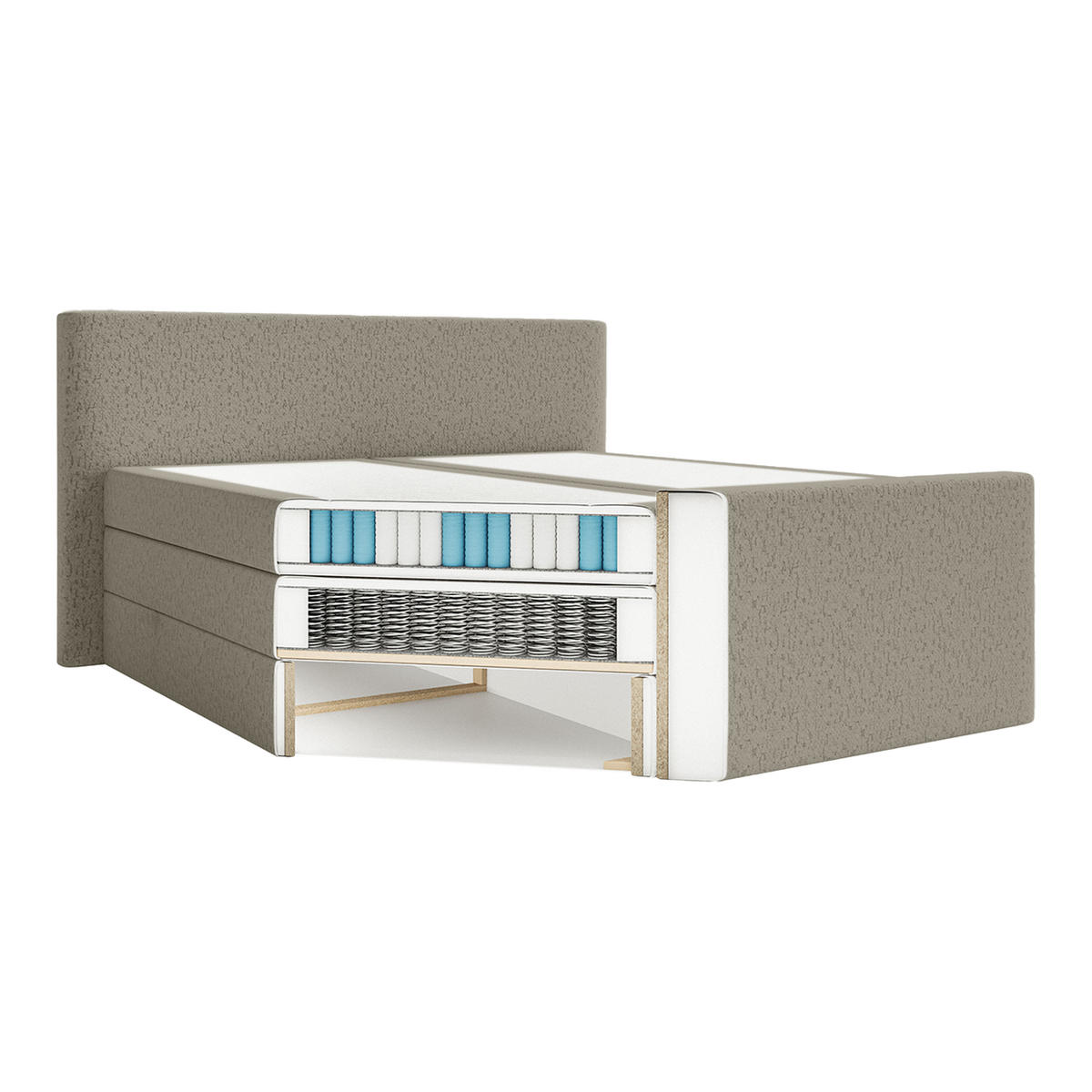 BOXSPRINGBETT Velipoja Premium 140x200 cm, Taupe - Taupe, Textil (140/200cm) - Fedve