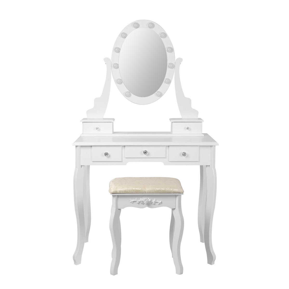 SCHMINKTISCH rechteckig Weiß 80/129/40 cm - Weiß, Holzwerkstoff (40/120/80cm) - ML-DESIGN