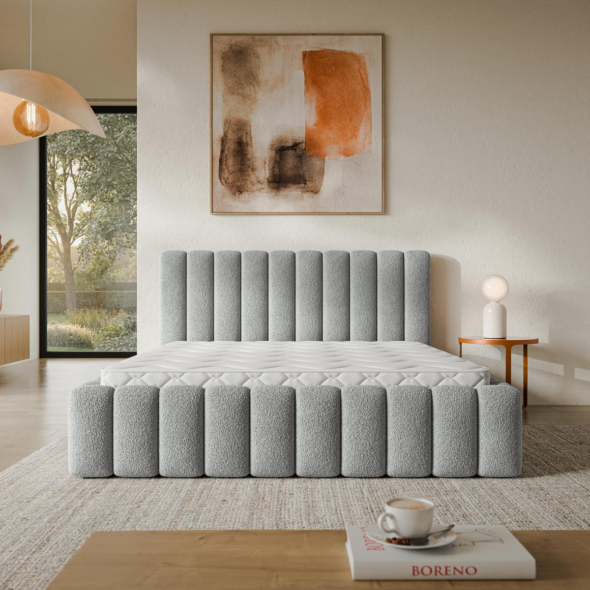 ČALOUNĚNÁ Postel TEBA 160x200 cm Světle šedá - světle šedá, kompozitní dřevo/textil (160/200cm) - MASSENO