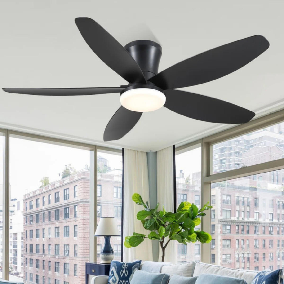 DECKENVENTILATOR Schwarz 106,7 cm mit LED und leisem DC-Motor - Schwarz, Kunststoff (106.7/106.7/21.8cm) - Surtime