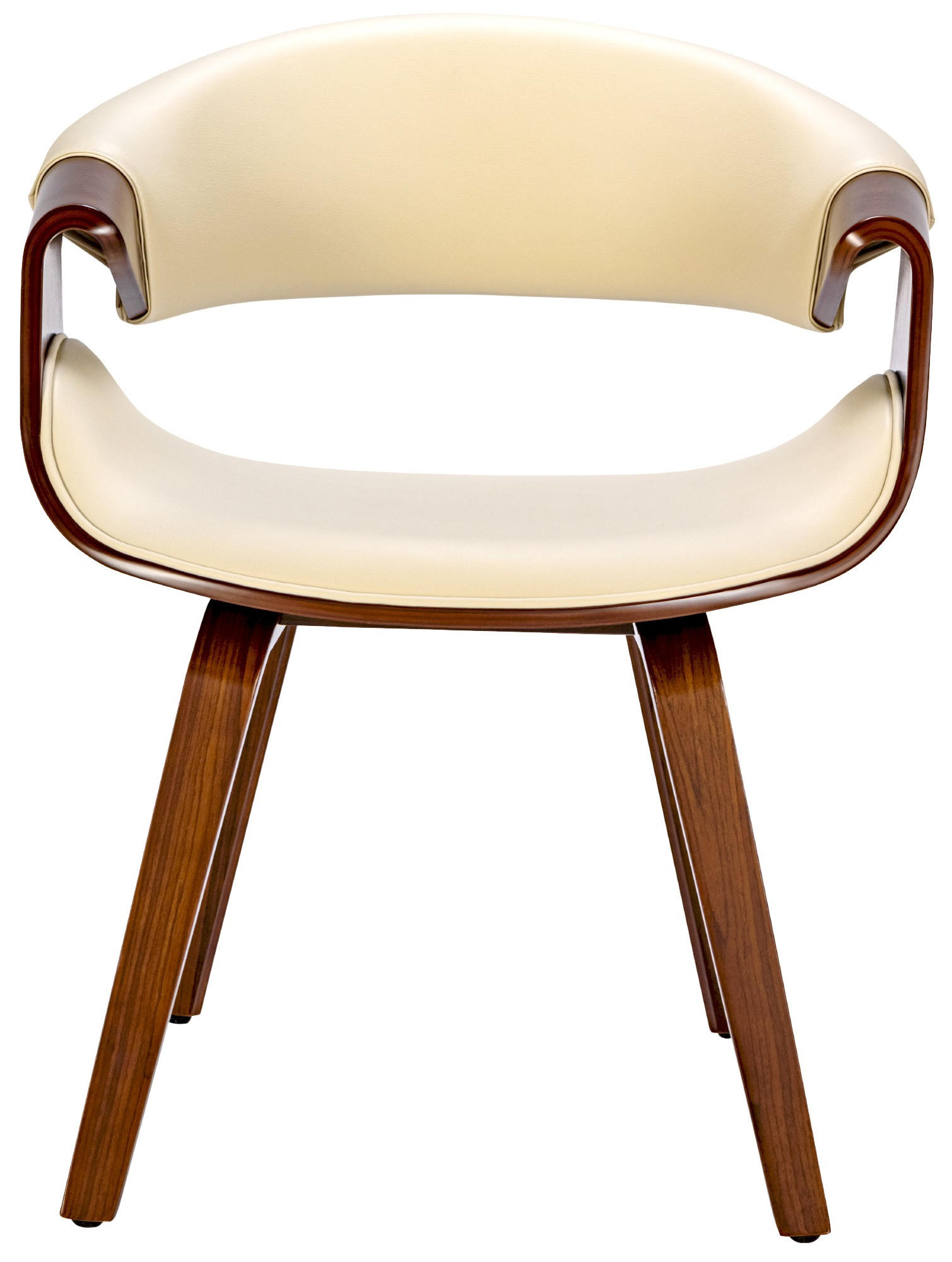 STUHL 2er Set Lederlook walnuss/creme - Walnussfarben/Creme, Holz/Textil (62/76/52cm) - CLP