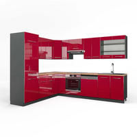 ECKKÜCHE Fame-Line Bordeaux Hochglanz/Anthrazit 227 x 287 cm AP Eiche - Bordeaux/Anthrazit, Holzwerkstoff (287/81.6/60cm) - Vicco