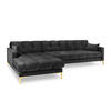 ECKSOFA links Mamaia aus Samt dunkelgrau 5 Sitzplätze - Dunkelgrau, Textil (185/293cm) - Micadoni