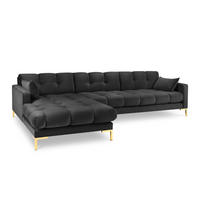 ECKSOFA links Mamaia aus Samt dunkelgrau 5 Sitzplätze - Dunkelgrau, Textil (185/293cm) - Micadoni