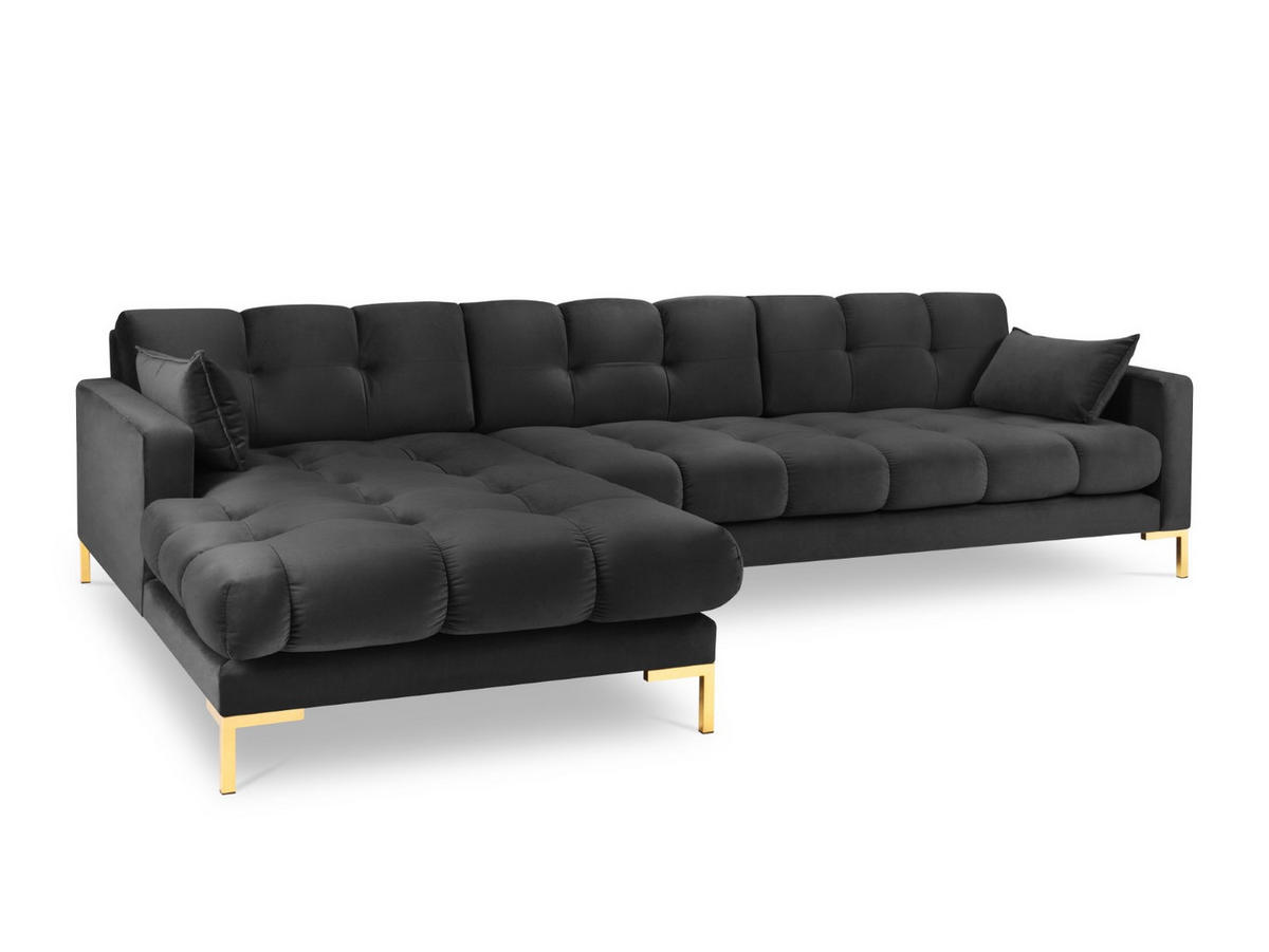 ECKSOFA links Mamaia aus Samt dunkelgrau 5 Sitzplätze - Dunkelgrau, Textil (185/293cm) - Micadoni