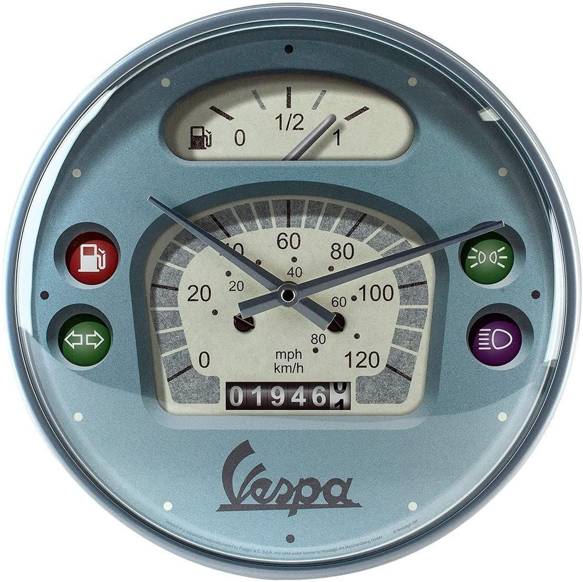WANDUHR 31 cm Vespa Tacho - Hellblau, Metall (31/31/5cm) - Nostalgic-Art
