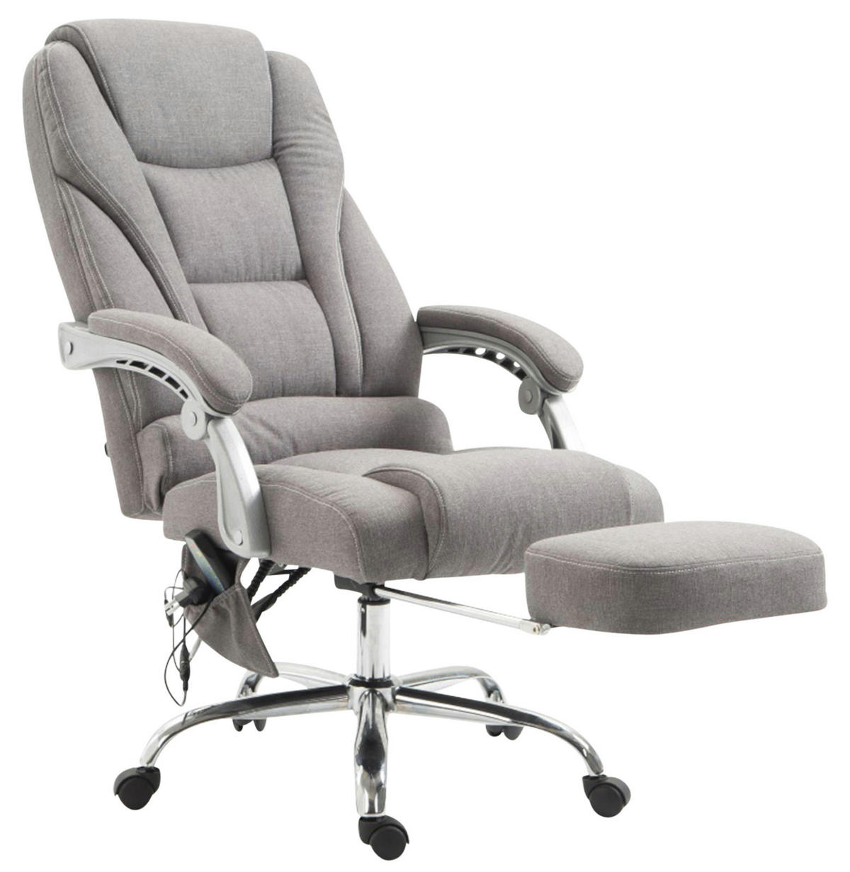 CHEFSESSEL Stoff grau - Chromfarben/Grau, Textil/Metall (68/118/64cm) - CLP
