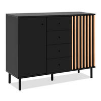 KOMMODE schwarz, Eiche Artisan 118, Sideboard mit viel Stauraum - Schwarz/Eiche Artisan, Holzwerkstoff/Metall (118/90/40cm) - Furn.Design