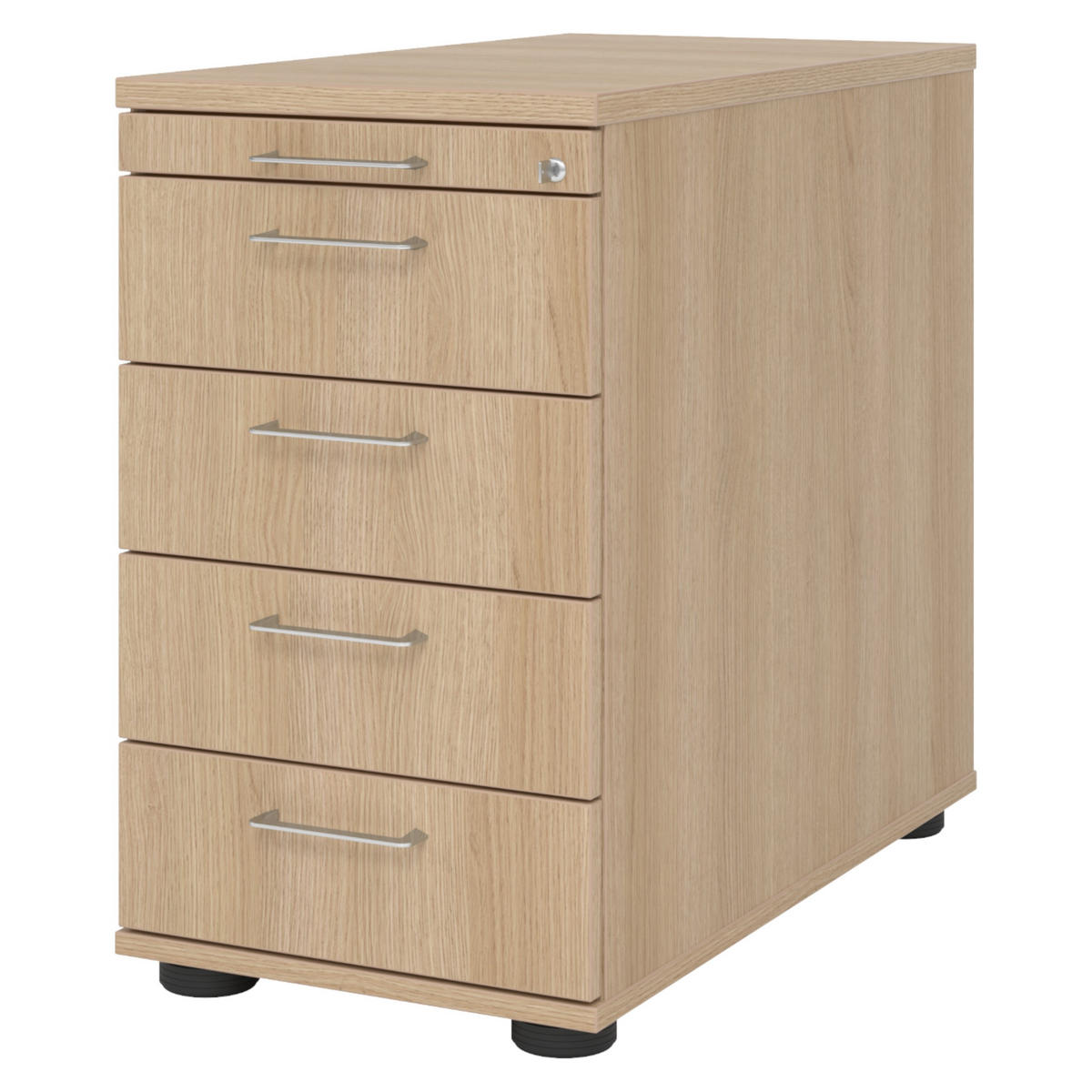 STANDCONTAINER - mit 4 Schubladen 80/42,8/72 cm in Eichefarben Bügelgriff (Metall) - Eichefarben, Holzwerkstoff (42.8/72/80cm) - bümö