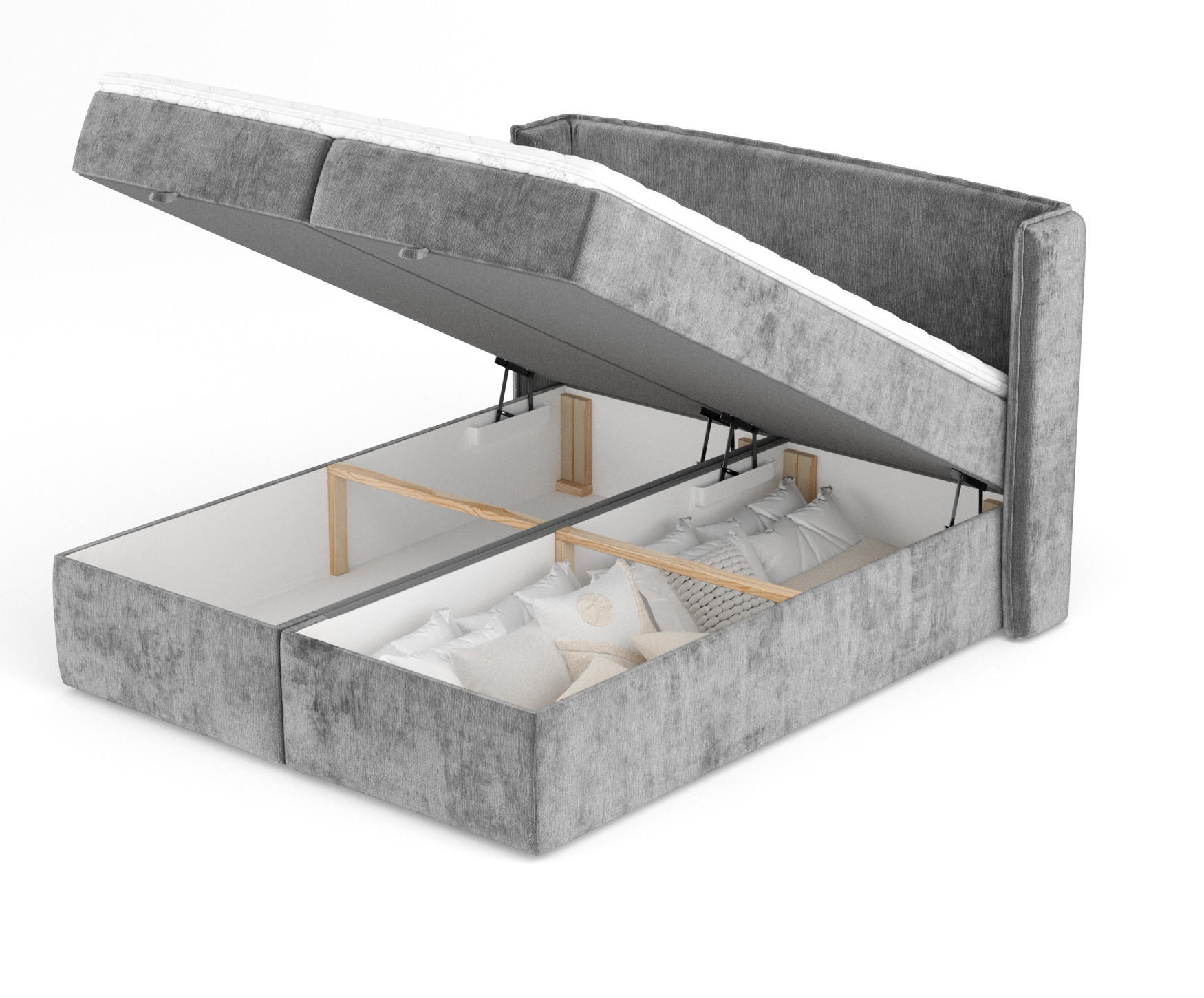 BOXBETT Passion Dunkelgrau 140/200 cm mit Matratze und Topper - Dunkelgrau/Schwarz, Holz/Holzwerkstoff (140/200cm) - Maison de Reve