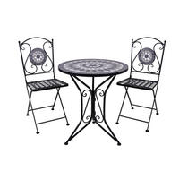 BALKONMÖBEL-SET Teo 3-teilig Mosaik Balkon-Set - Schwarz, Metall - DELUKE