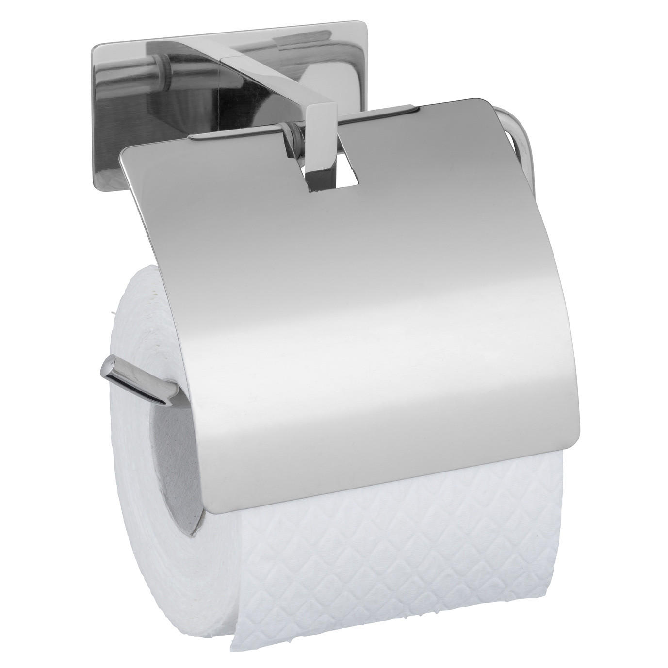 TOILETTENPAPIERHALTER mit Deckel Genova 6,2/14/11,4 cm - Silberfarben, Metall (14/11.4/6.2cm) - Wenko
