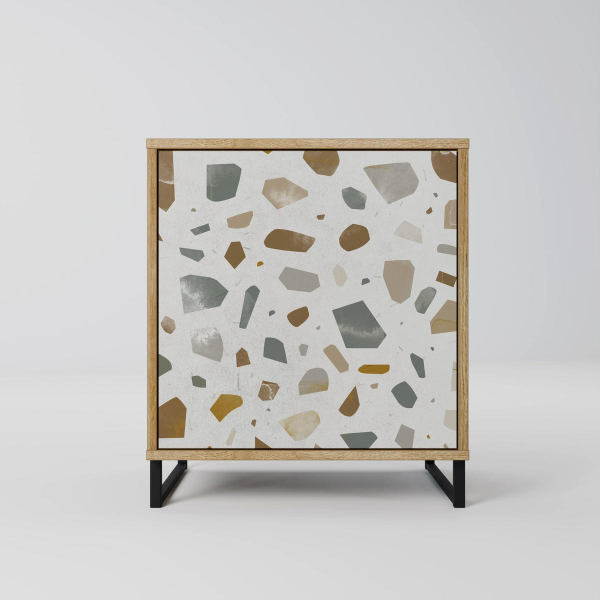 SIDEBOARD PIECES OF TOMORROW, Eichefarben, 57,5x42x77,5 cm, Schräge Buchenholzfüße - Eichefarben/Buchefarben, Holzwerkstoff/Buchenholz (57.5/77.5/42cm) - SpaceRebels