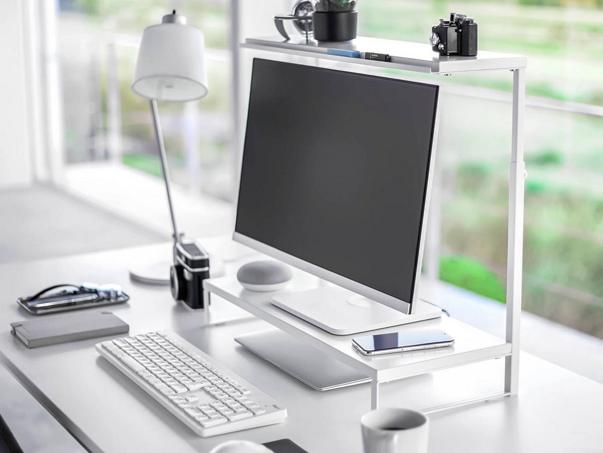 MONITORSTÄNDER Tower weiß 59/65/28 cm - Weiß, Metall (28/59/38cm) - Yamazaki