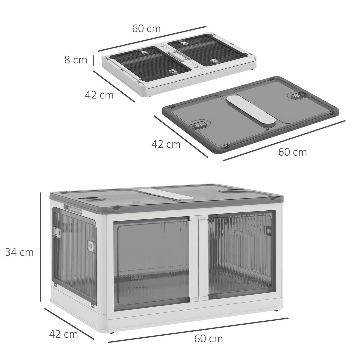 AUFBEWAHRUNGSBOX, Truhe 69L, Weiß - Weiß, Kunststoff (42/34/60cm) - HOMCOM