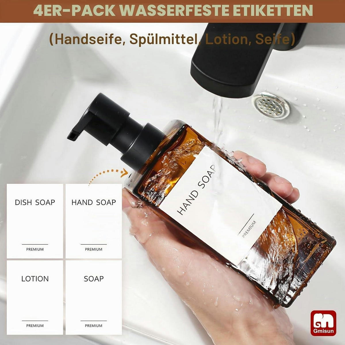 SEIFENSPENDER 2-teiliges Set Bernsteinglas 300 ml - Braun, Glas (5.7/5.7/18.5cm)