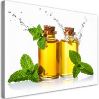 LEINWANDBILD Olivenöl Kräuter 100x70cm - Gelb, Textil (100/70cm) - Feeby