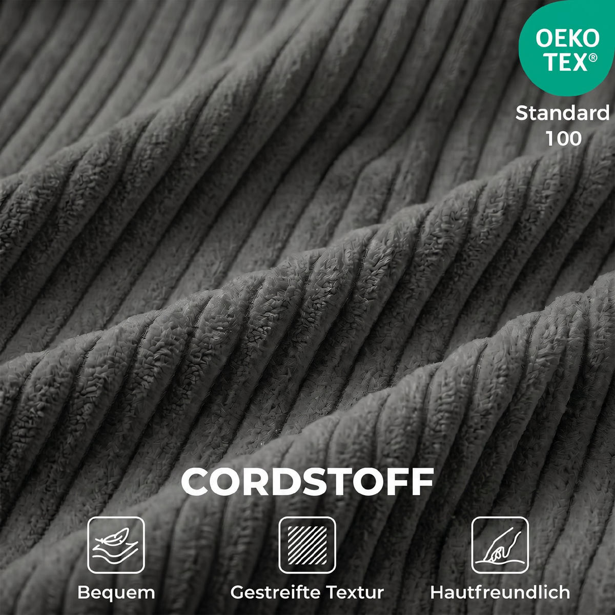 BODENSTUHL Polyester Dunkelgrau - Dunkelgrau, Textil (70/12.5/200cm) - HOMCOM