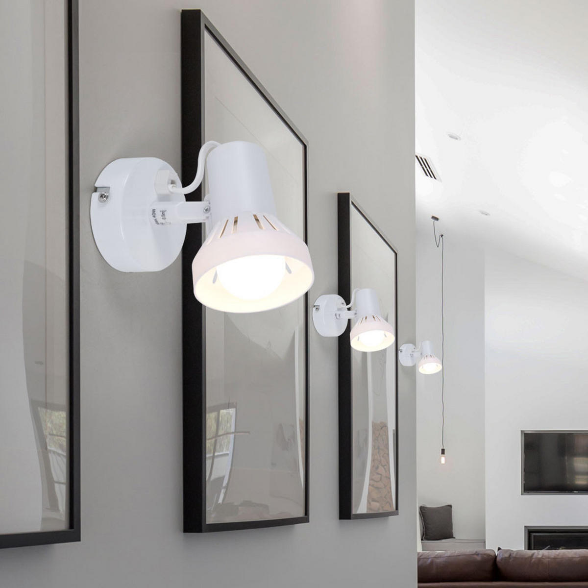 WANDLEUCHTE Spot Weiß beweglich 5er Set - Weiß, Metall (14/11/8cm)