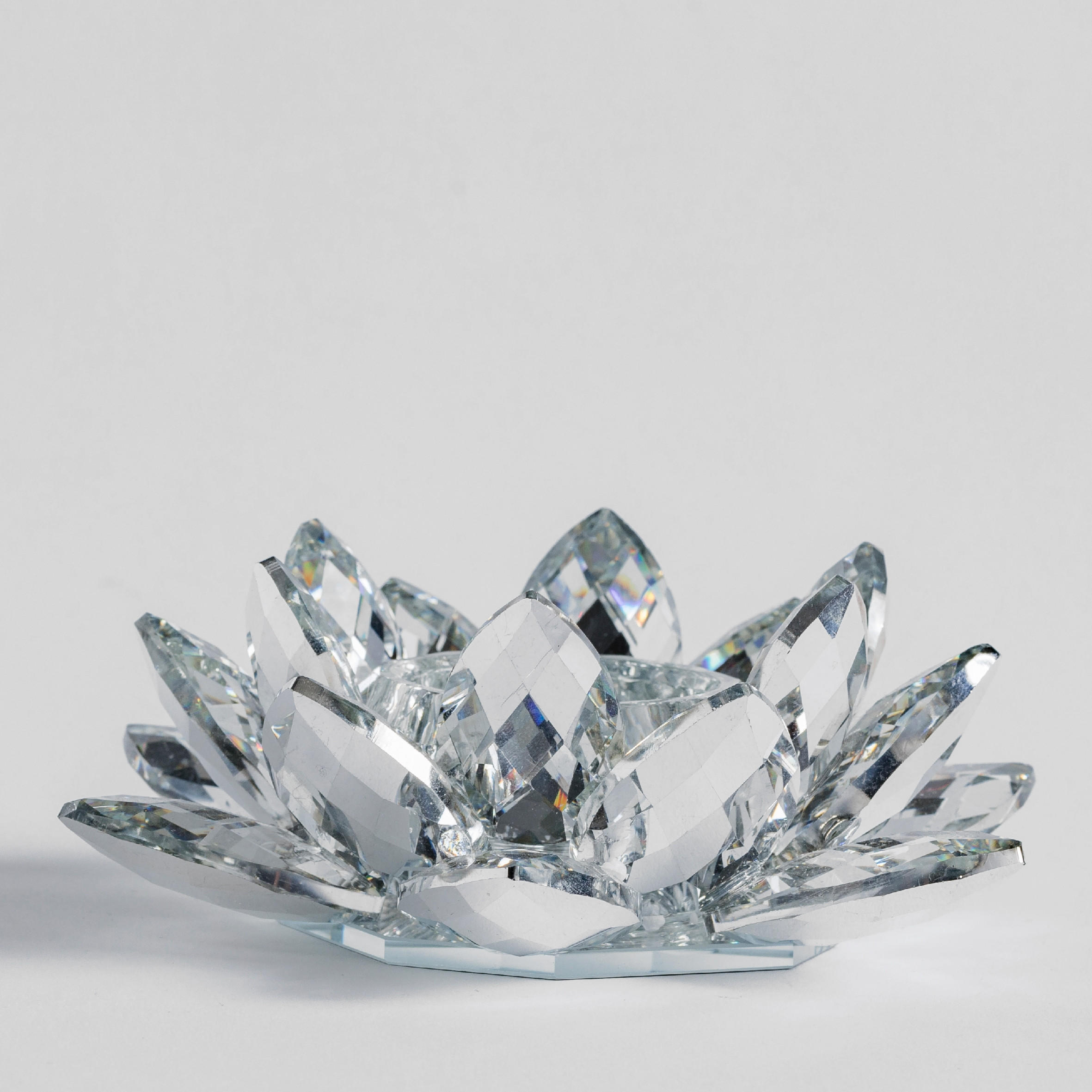 KERZENSTÄNDER Cristal shine - Silberfarben, Glas (14/5.5/14cm) - home&you