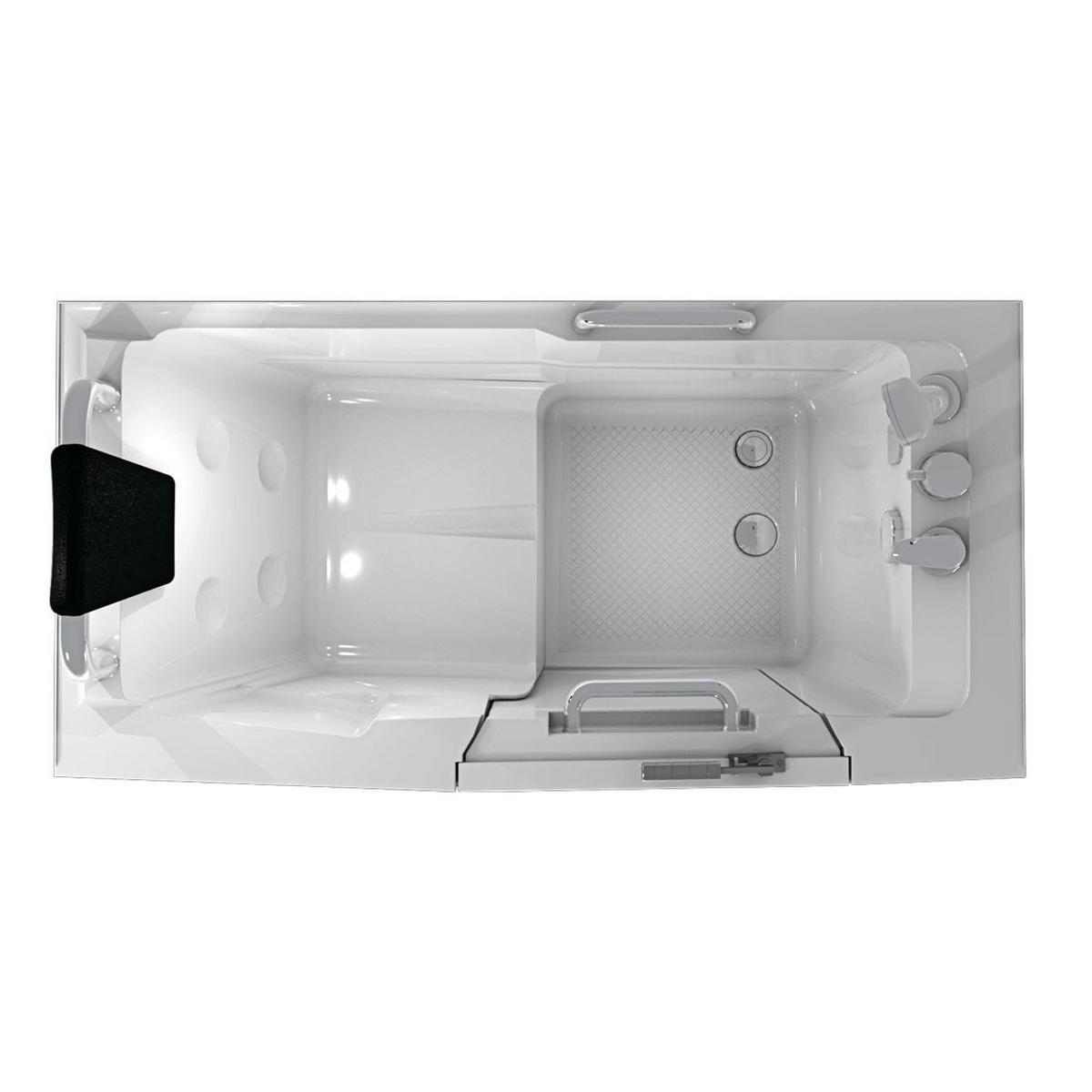 SITZWANNE Whirlpool mit Tür S07WP-B-L - Weiß, Glas/Kunststoff (76/116/140cm) - AcquaVapore by Sandra Jentho