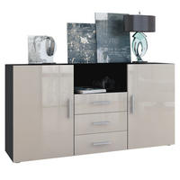 SIDEBOARD Skadu Front in Sandgrau Hochglanz - Sandfarben, Holzwerkstoff (138.5/71.5/35cm) - Vladon