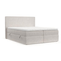 BOXBETT Nuvia 180/200 cm Hellbeige im Neve Stoff - Sandfarben/Schwarz, Holz/Holzwerkstoff (180/200cm) - AltaBeds